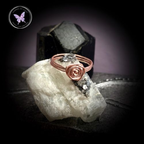 Wire Wrapped Rose Flower Swirl Ring